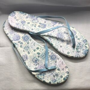 LC Lauren Conrad Floral Blue Women's Dress Flip Flops